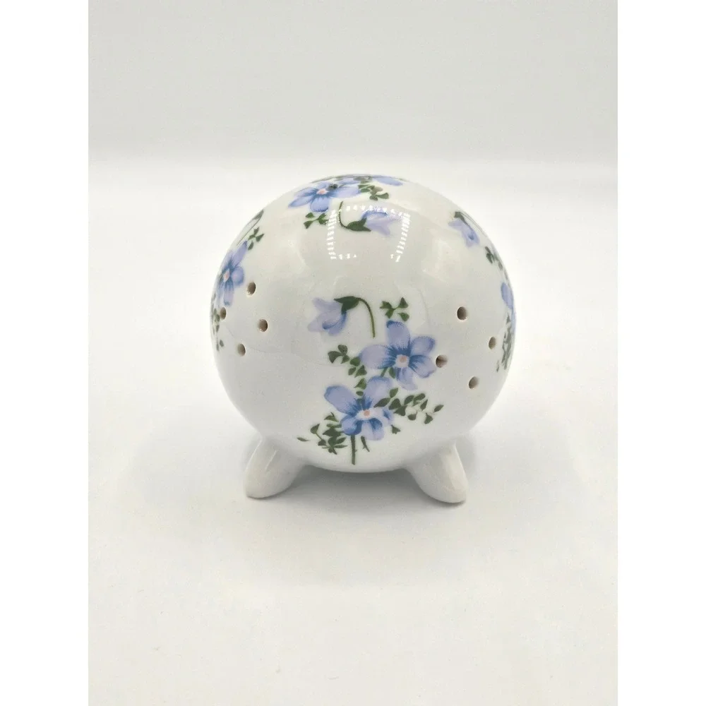 Charming Vintage‎ Porcelain Pomander/Potpourri Holder with Blue Flowers